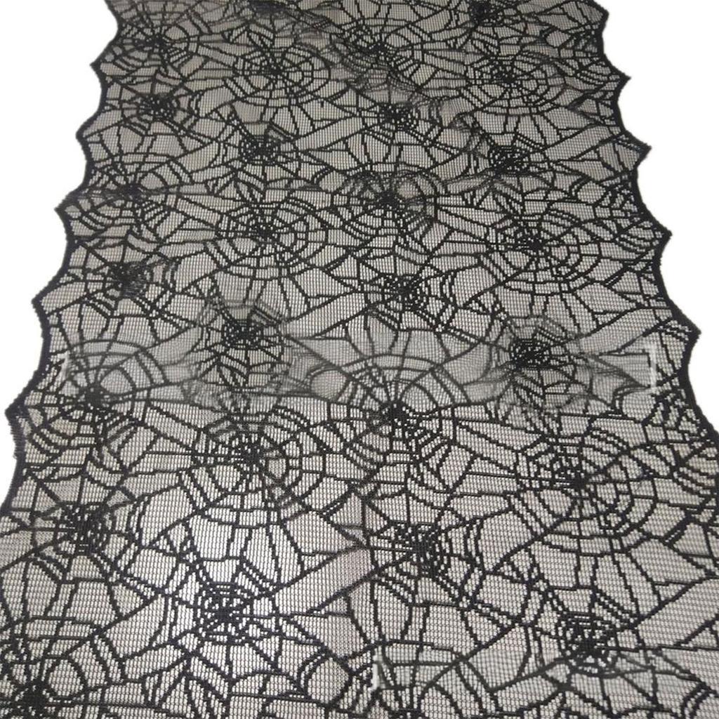 Halloween Black Lace Polyester Tablecloth for Party Decorations Fabric Easy To Cleaning Foldable Designs