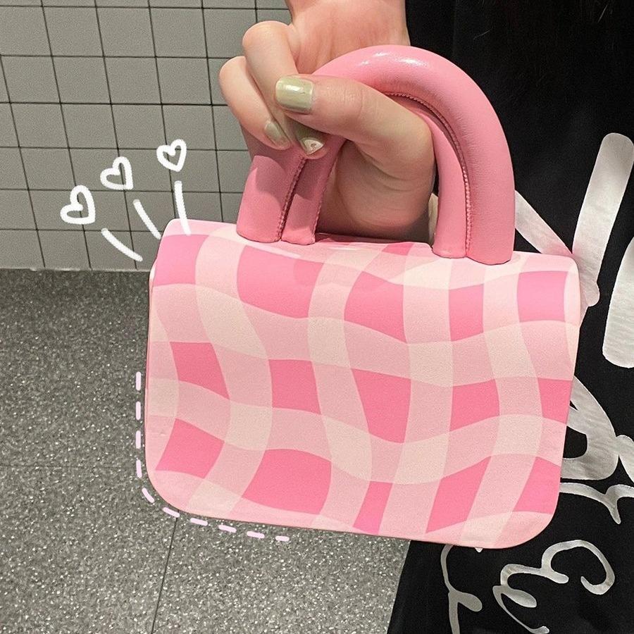 Женская розовая сумка Pottery, модная и универсальная портативная небольшая квадратная сумка, маленькая сумка через плечо, сумка для мобильного телефона на плечо.