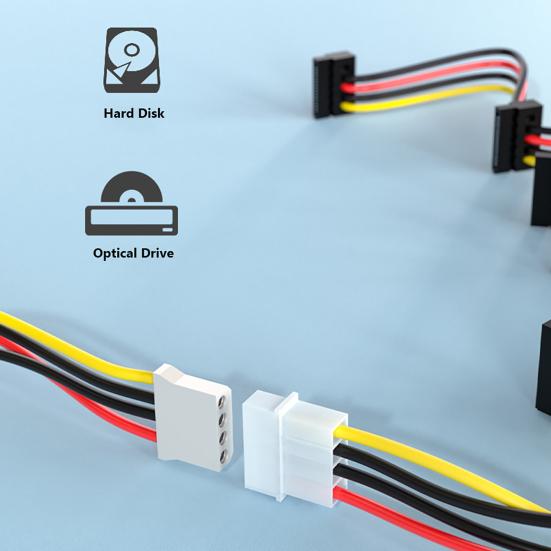 Кабели-разветвители питания SATA 1 x 4-контактный на 5 x 15-контактный SATA адаптер питания преобразователь кабель шнур для ПК сервера жесткого диска