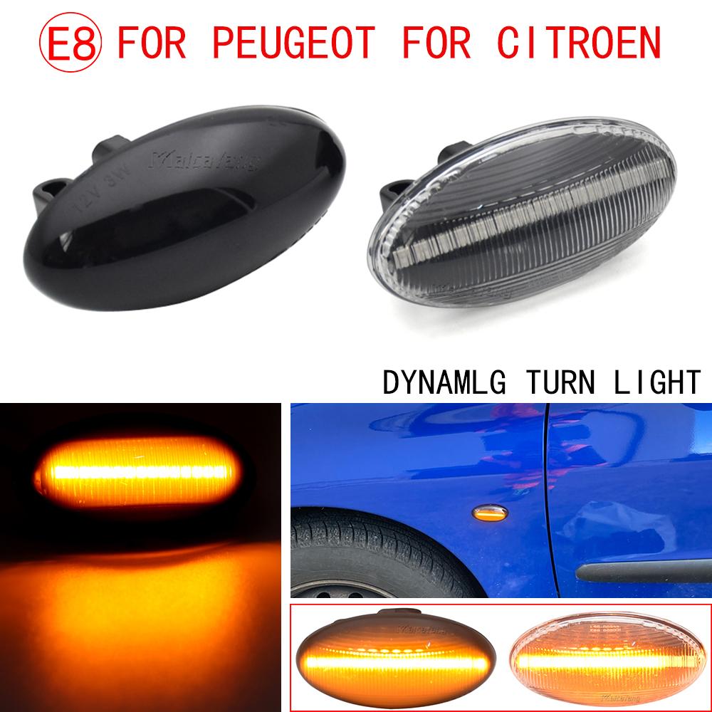 2pcs LED Turn Signal Side Marker Lights Blinker Lamp For Peugeot 307 206 407 107 607 Citroen C1 C2 C3 C5 C-Elysee SpacetourerTurn Signal 2