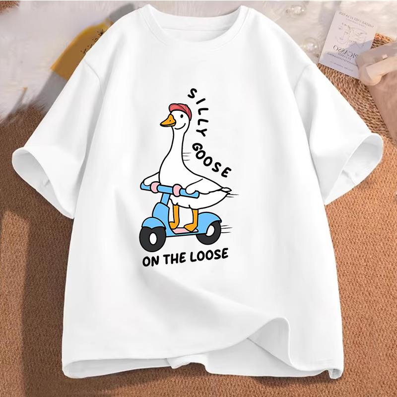 Silly Goose On The Loose T Shirts for Men Women Funny Cowgirl Western Tee Shirt 90s Fashion Graphic T-shirt Short Sleeve Clothes