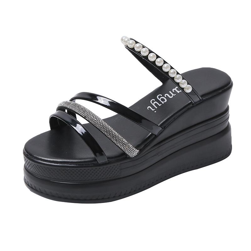 Шлепанцы на толстой подошве женские высококлассные для улицы модные шлепанцы-маффины на танкетке, сандалии с высокой подошвой