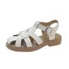 Soft Leather Casual Sandals Summer Woven Soft Bottom Closed Toe Platform Retro Flat Roman Style Sandals Women