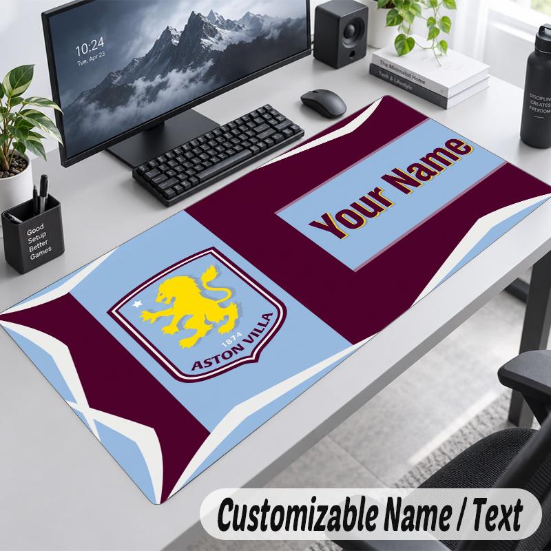 Aston Villa Personalized Large Mouse Pad Custom Name Text Extended Desk Mat Gaming Mousepad
