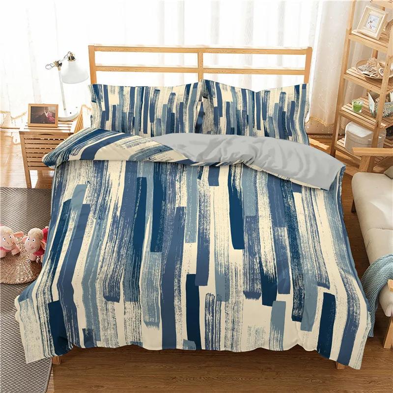 Синее постельное белье Зимнее одеяло Постельный комплект Постельное белье Пододеяльник Кинг-сайз Наволочки Современный простой Набор для спальни Покрывало Горячее
