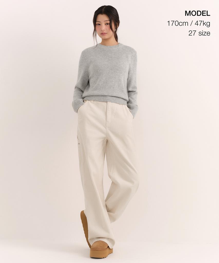 MUSINSA STANDARD WOMAN 11W Corduroy Wide Carpenter Pants [Cream]