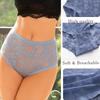 FINETOO 2Pcs Sexy Floral Lace Panties High Waist Lace Briefs Hollow Out See-Through Romantic Lingerie Fashionable Underpants Underwear