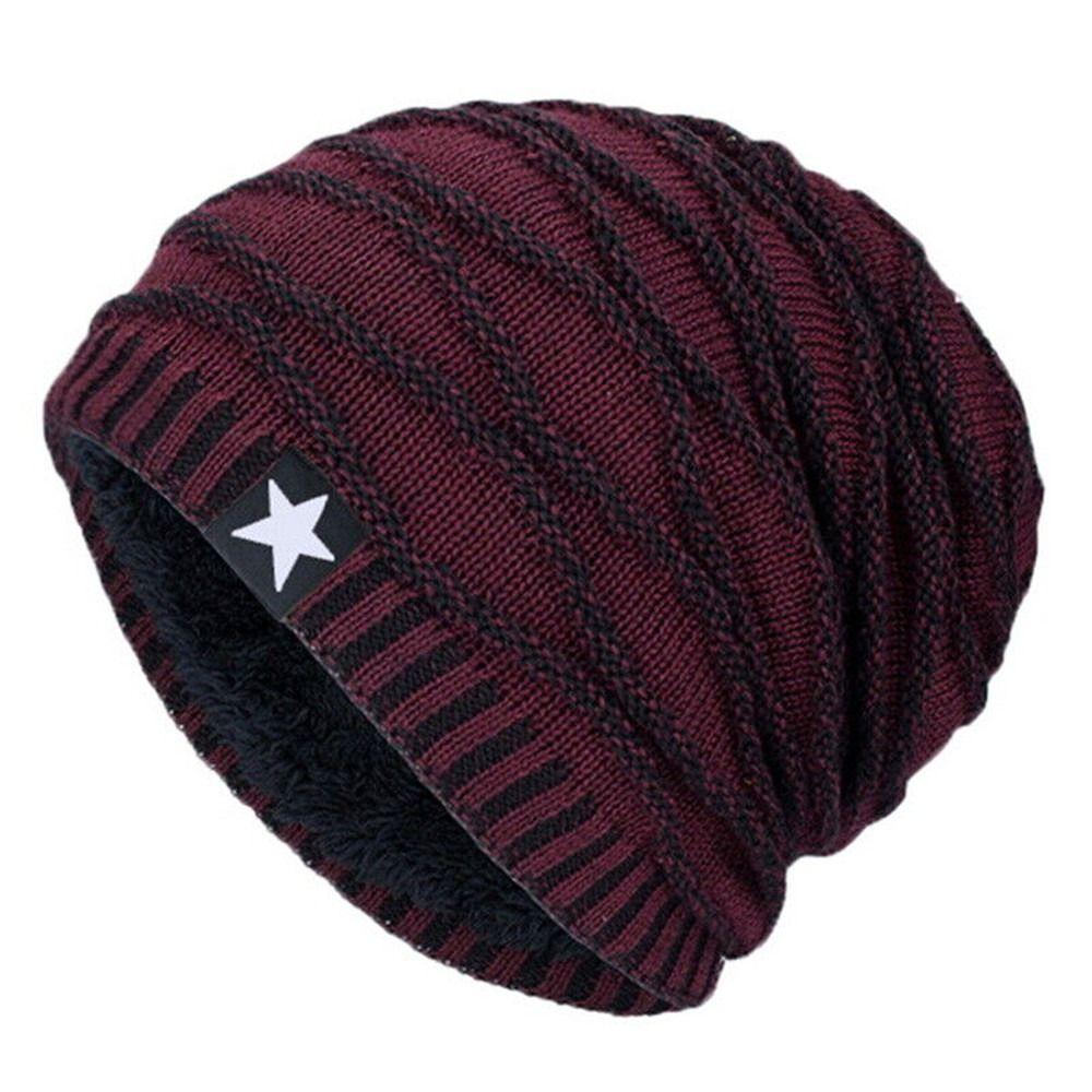 Men Women Fleece Lined Warm Thermal Ski Cap Beanie Hat Knitted Cap Skullies Hat