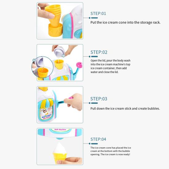 Игрушка для пены для ванны в виде мороженого для малышей, машина для пены для ванны с пенообразователем, набор для ролевой игры в мороженое, игрушки для ванны для мальчиков и девочек 3-8 лет