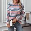 Осень-зима Винтажный свободный топ с длинными рукавами в полоску кардиган трикотажный свитер с круглым вырезом