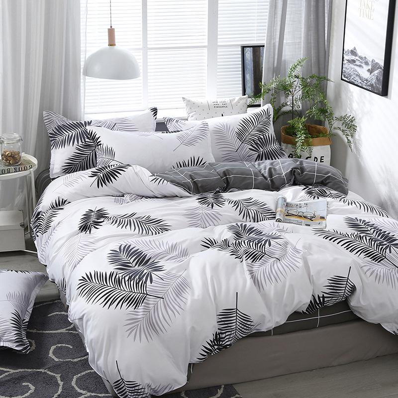 Simple Washed Cotton Four-piece Quilt Cover, Bed Sheet, Bedding Quilt, Student Dormitory Three-piece Bedding Kit