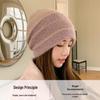 Korean Colorblock Rabbit Fur Fleece-Lined Beanie with Ear Protection – Elegant Women's Knit Hat for Cold Weather