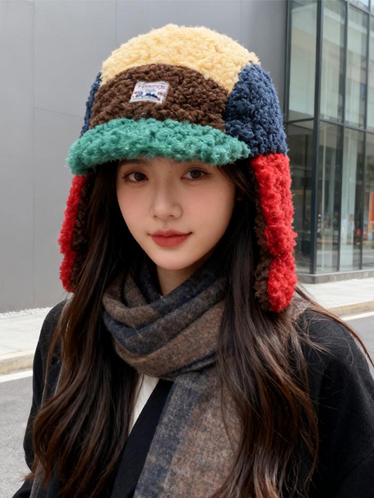 Новая женская цветная шапка с рисунком мультяшных глаз, зимний милый стиль, теплая шапка-ушанка, модный головной убор для холодной погоды, винтажный повседневный
