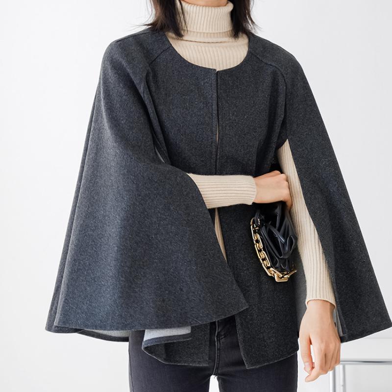 Весна Осень Новый Стиль Японский Стиль Куртка Круглый Вырез Свободный Крой Мантия Однотонный Топ Плюс Размер Стильное Женское Пальто