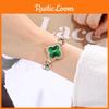 Fashionable Four-leaf Clover Quartz Watch For Women Green Gemstone Ladies Wristwatch
