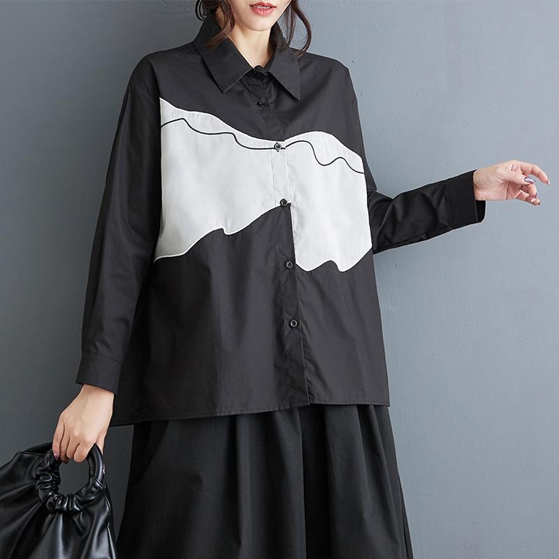 DIMANAF 2025 Большой размер Новая весенняя блузка рубашка Женская Длинный рукав Пуговицы Базовая модная Топы Футболки Свободный Повседневный