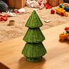 Small Christmas Tree for Desk Handwoven Rattan Tree, Cone Xmas Tabletop Ornament, Rustic Shop Props Holiday Centerpiece Mantel Fireplace And