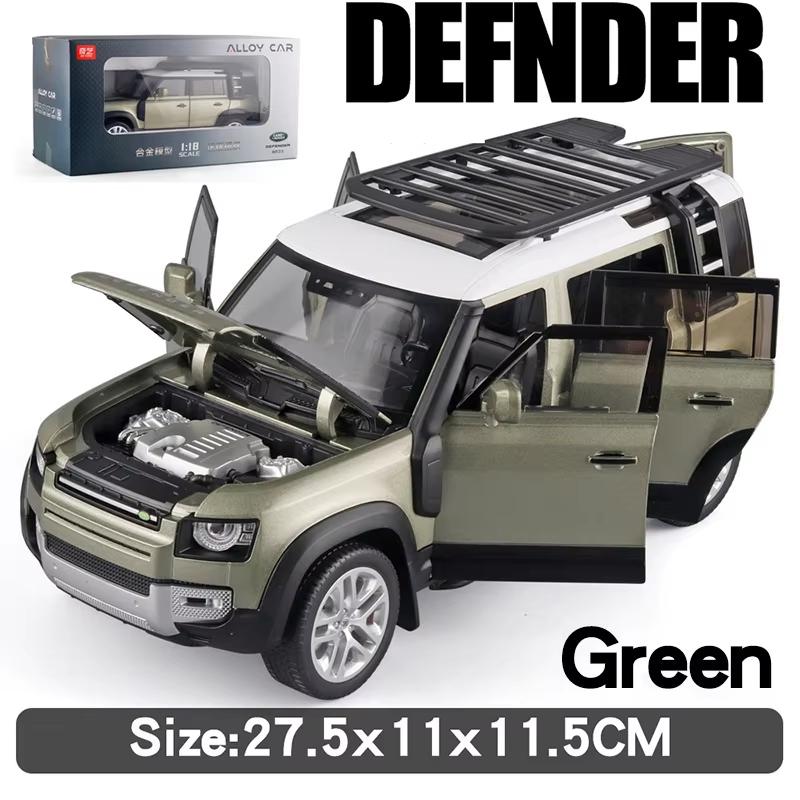 Large 1/18 Land Rover Defender Range Rover SUV Off-road Alloy Model Car Die-cast Vehicle Collection Sound and Light Pull Back Boy Toy Children's Gift