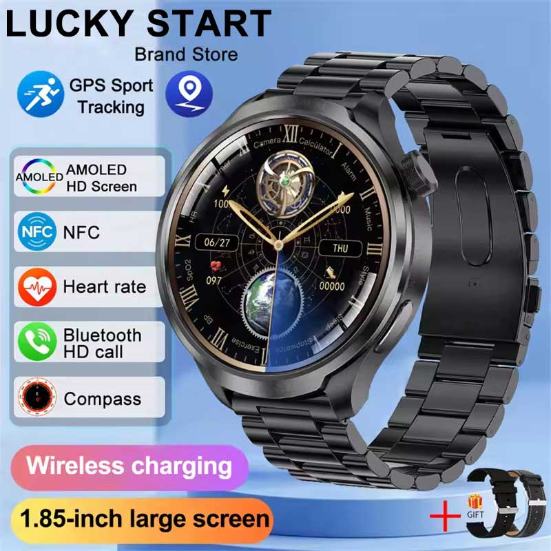 2025 Новые военные спортивные умные часы для мужчин 1,85-дюймовый AMOLED-экран Компас Альтиметр Пульс АД NFC Bluetooth-звонок Умные часы