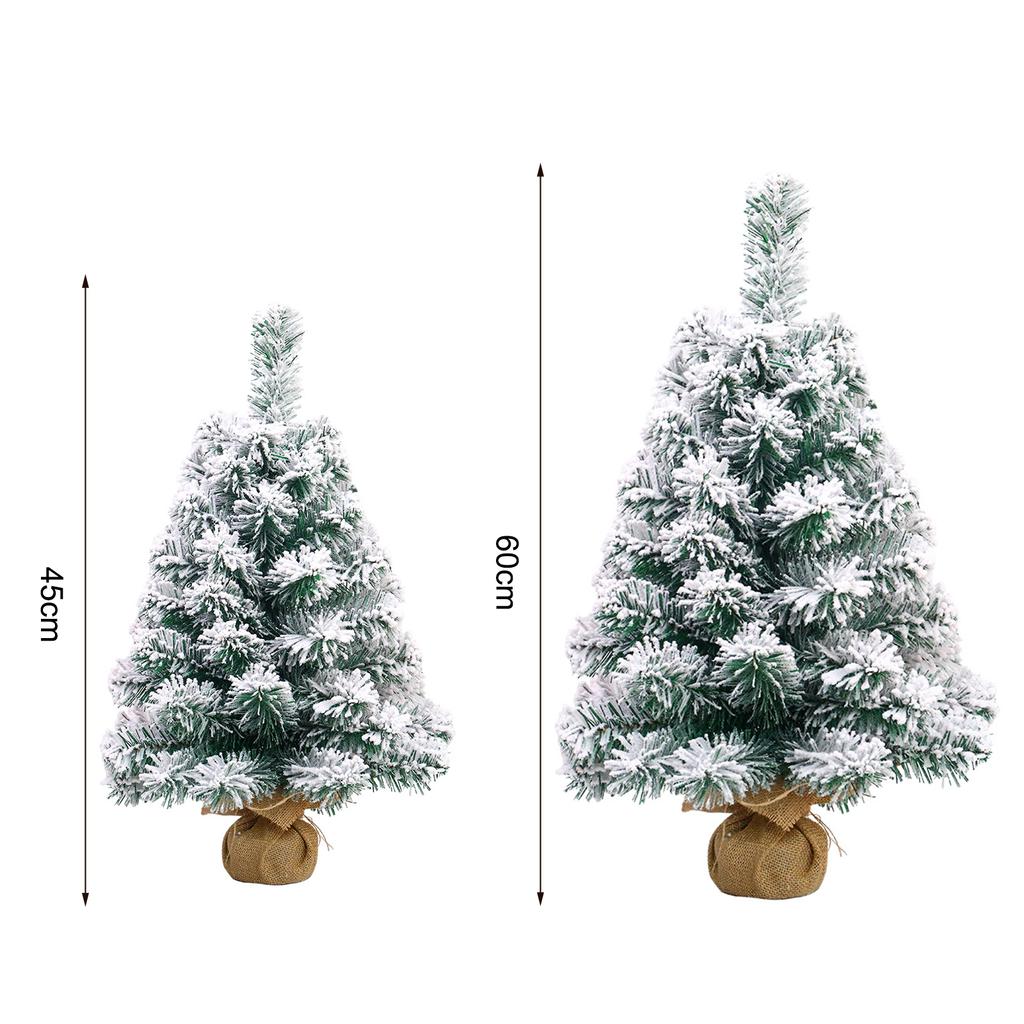 24 Inches Mini Christmas Trees Artificial Flocking Snow Tabletop Christmas Tree Ornaments for