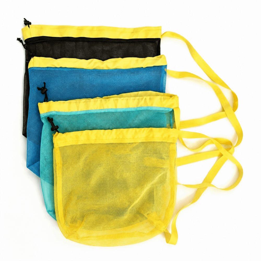 Portable Drawstring Beach Bag Large Capacity Swim Toy Storage Bag Mesh Beach Bag Beach Activities
