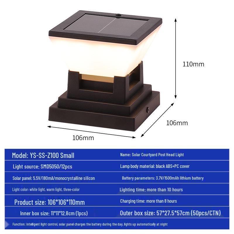 Солнечный уличный садовый столбик - Идеально подходит для двора, виллы, семейных посиделок и кемпинга
