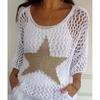 Summer Five-star Round Neck Knit Sweater Women Commute Elegant Seven-minute Sleeve Top Air-conditioning Shirt