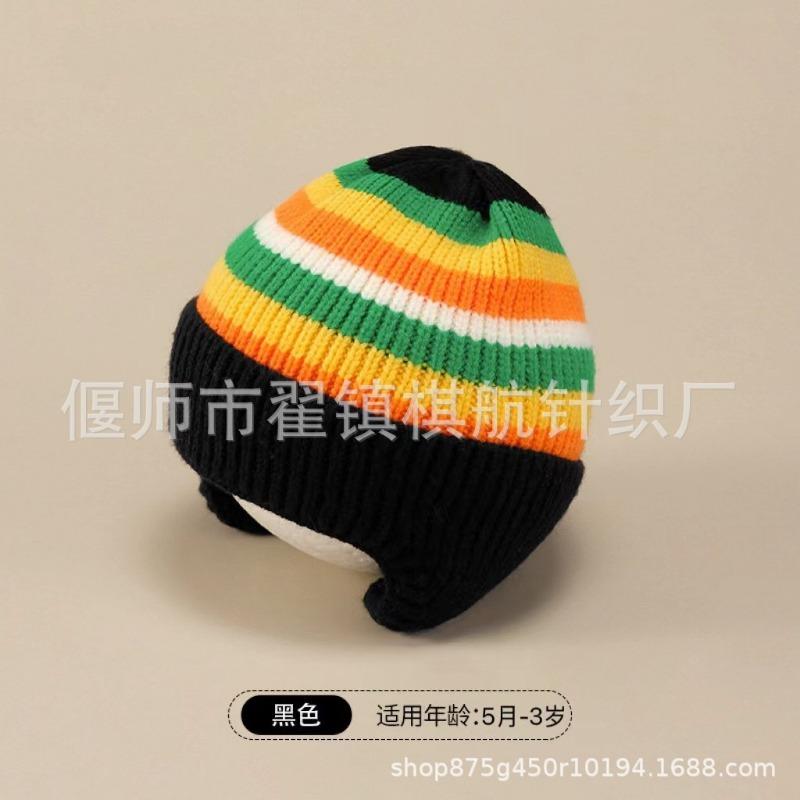 Autumn and Winter Thick Thread Knitted Hat New Cute Bear Boys and Girls Winter Plush Wool Hat Ear Protection Children's Hat