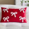 Наволочка декоративная бархатистая мягкая с узором в виде бантиков разных размеров чехол для подушки диван спальня