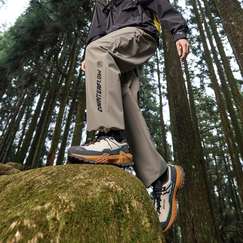 Li Ning Outdoor CF Tracing, Xingchuan Pro Амортизация Нескользящая Поддержка Низкие Туристические Ботинки Унисекс Хаки AHTU017-14