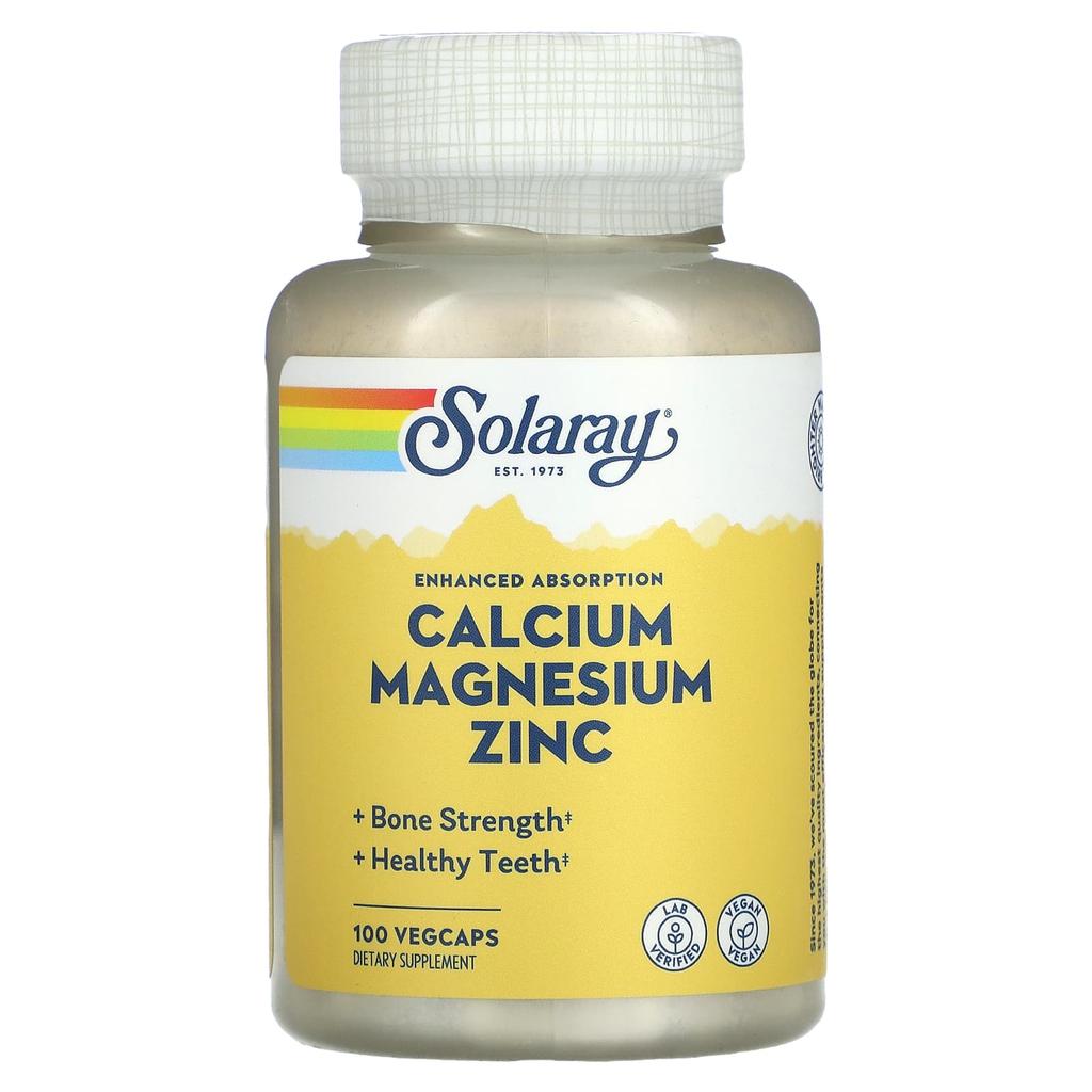 SOLARAY Calcium Magnesium Zinc, 100 Veggie Capsules