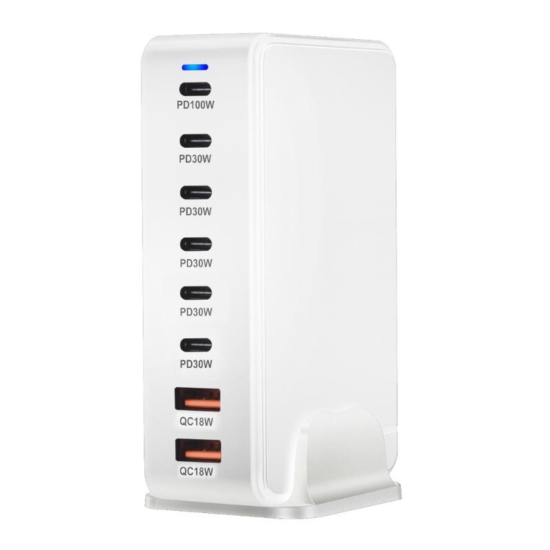 Многопортовая зарядная станция с выходной мощностью 286 Вт, 6 USB C и 2 USB-слота, настольный держатель-подставка для зарядки планшетов и телефонов