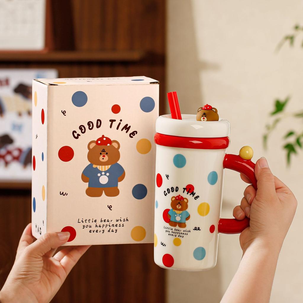 Девушка нишевая высокоценная кружка керамическая чашка с крышкой большая емкость чашка для воды кофейная чашка подарок на день рождения сувенир