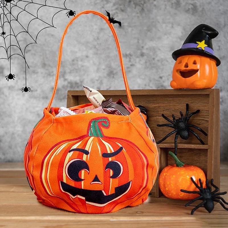 Halloween Pumpkin Candy Bag Stylish Non-Woven Portable Basket for Trick-or-Treating, Kids' Gift Packaging & Party Supplies