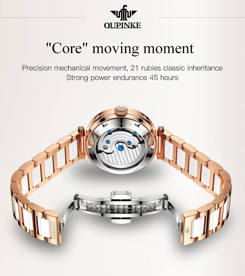OUPINKE Автоматические Механические Ручные Нержавеющая Сталь 5 АТМ Водонепроницаемые Японские Золотые Синие Женские Часы, Часы, Высококачественная Сталь, Устойчивые, Механизм, &