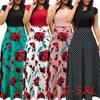 Женское цветочное платье макси с коротким рукавом, длинное платье, платье с цветочным принтом, пляжное платье
