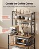 Kitchen Bakers Rack, 1.5m Power Cable Bakers Rack with Power Outlet, Kitchen Stand with X-Shaped Support Bar, 12 S-Shaped Hooks, Coffee Bar Stand for