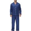 2Pcs/Set Silk Satin Men Pajama Set Button Down Long Sleeve Pajama Top with Notch Collar