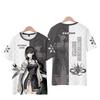 Game Anime Character 3D Printed T-shirt, Double Sided Red White Graphic Short Sleeve Casual Streetwear Top