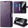 Protective Case - BOOLING - for Samsung Galaxy S25 Edge - Dark Purple PU Leather - 2 Tempered Glasses - Shockproof