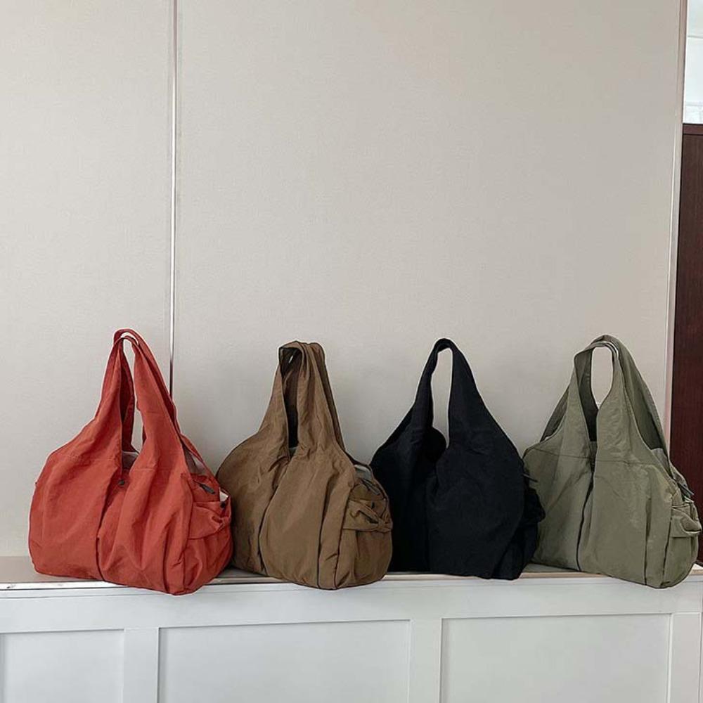 Multi-Pocket Nylon Shoulder Bag Casual Storage Pouch Underarm Bag Large Capacity Tote Bag School