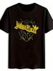 Мужская черная футболка с графикой рок-группы Judas Priest, дизайн логотипа, короткий рукав, круглый вырез, летняя полиэстеровая футболка для фанатов