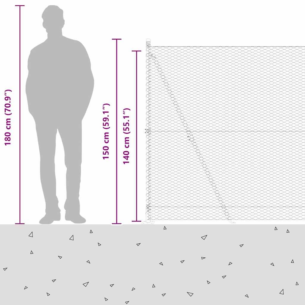 Welded Wire Fence with Concrete Foundation 10 x 1.4 m (W x H)
