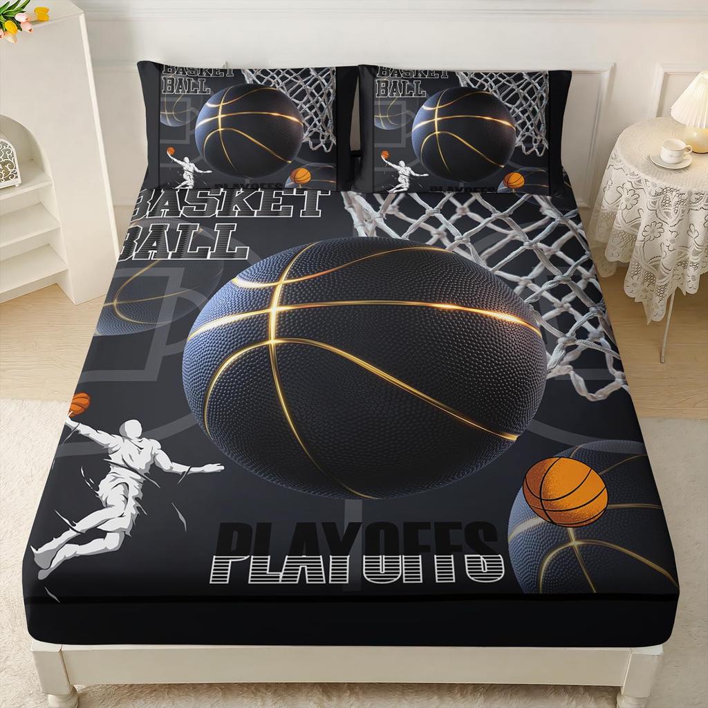 Матрас с рисунком «Спортивные мячи», трехпредметный комплект постельного белья с цифровой печатью, для взрослых и детей