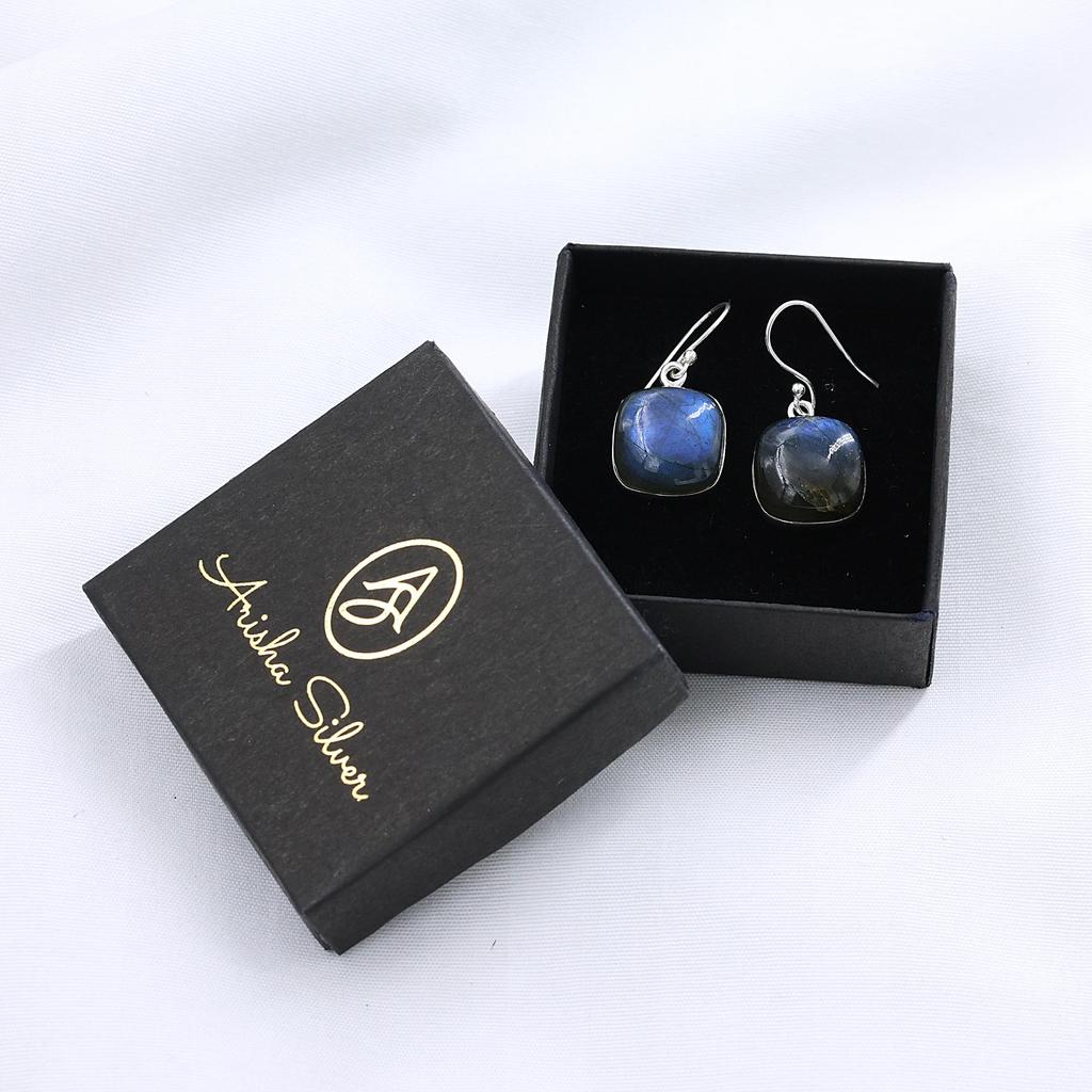 Серебряные серьги с драгоценным камнем лабрадорит, 925 пробы, ювелирное изделие ручной работы, подарок для нее