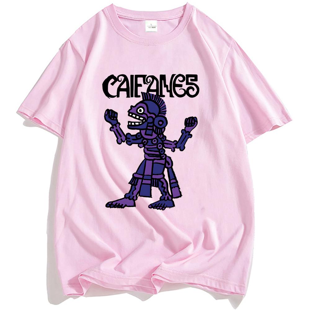 Футболка Rock Band CAIFANES Хлопковая с коротким рукавом Повседневная футболка Гранж Унисекс Уличная одежда Хип-хоп Мода Мужская Женская Футболка