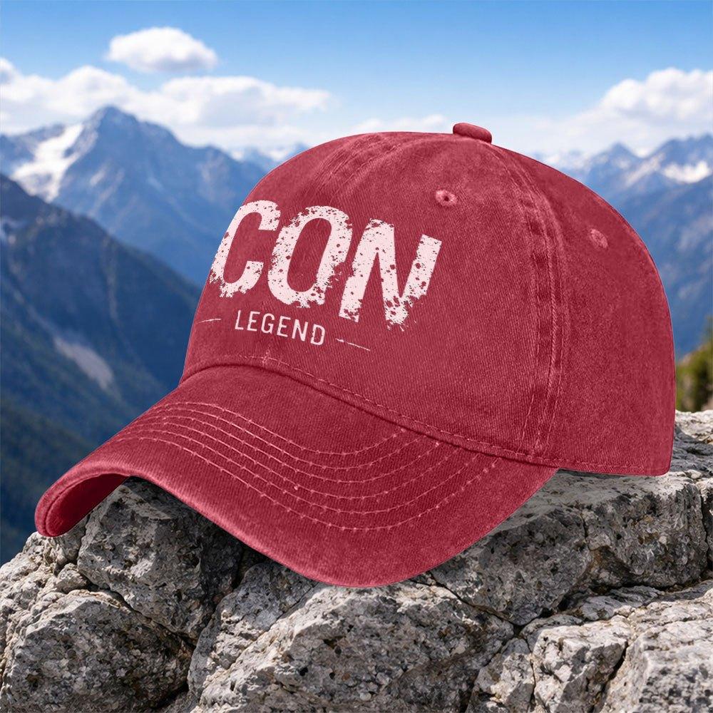 pc ICON Trendy LEGEND Baseball Cap Classic Washed Vintage Duckbill Hat Outdoor Casual Sports Streetwear Vacation Hat Individual