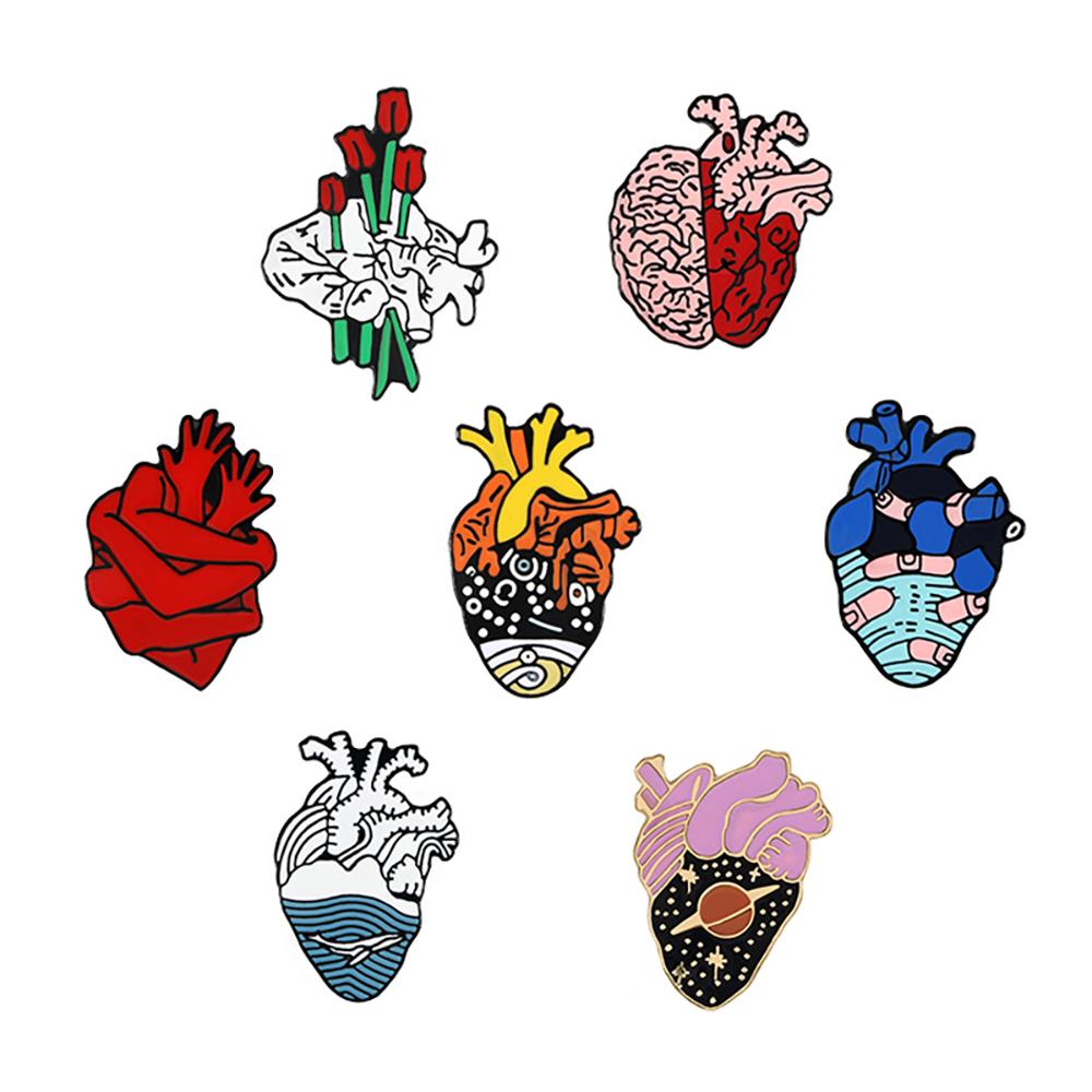 5-7pcs Punk Witch Skull Brooches Cartoon Anime Dinosaur Skeleton Heart Enamel Pin Animal Cats Bag Lapel Badges Jewelry