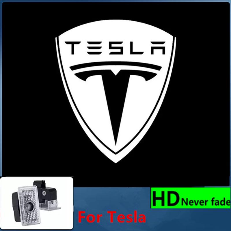 bjzqr4 2PCS Car Door HD LED Lamp Projector Courtesy Welcome Light For Tesla Model 3 S X highland Model Y 2025