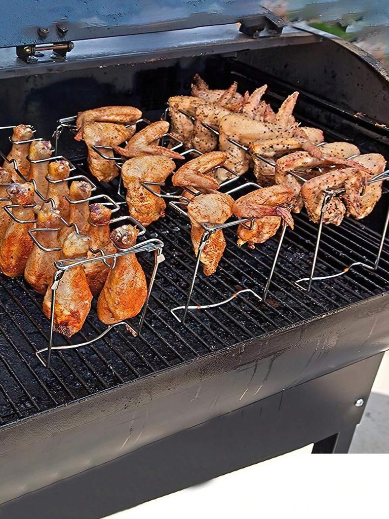BBQ Chicken Wing and Leg Rack 14 Slot Stainless Steel Chicken Leg Grill Rack Chicken Drumstick Roaster For Oven Grill